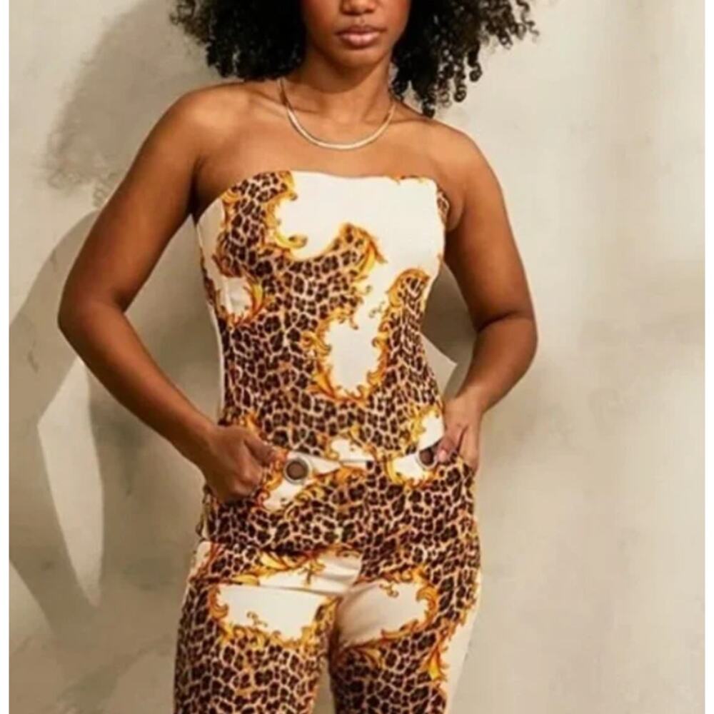 MIAOU X Urban Outfitters Perrie Corset Top Leopard Womens XS